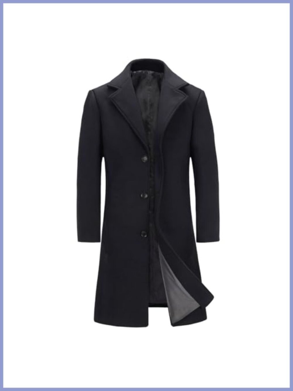 Men's Wool Blend Long Trench Coat Single-Breasted Pea Coat